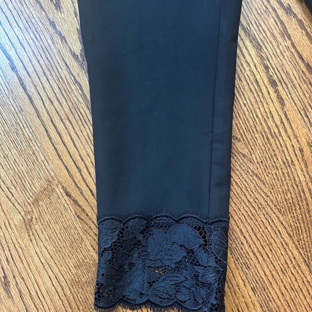Ann Taylor Petite size 12 Dress ankle Black Pants with Lace Trim - Picture 3 of 7